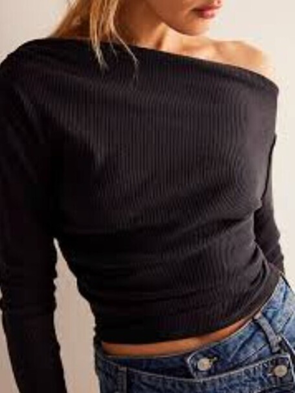 We The Free Black El Sol Layering Slight Crop Top - Size - Medium
